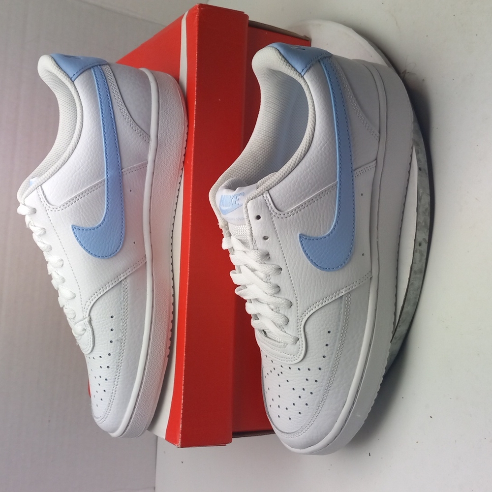 Nike Court Vision Low Womens Sz 11 White Royal Tin Light Blue Shoes